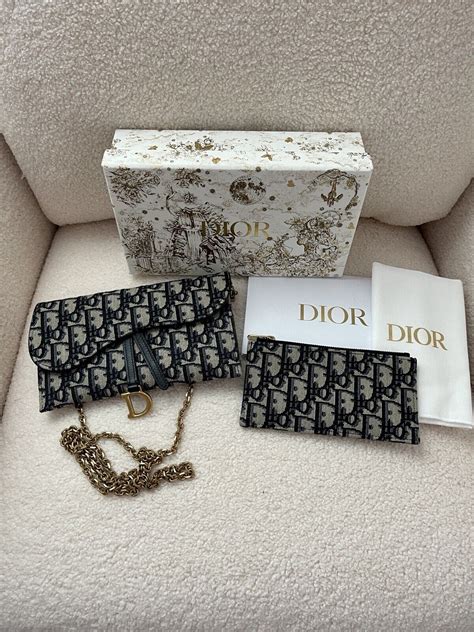 dior saddle wallet on chain grey|christian dior saddle wallet.